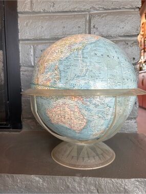National Geographic Globe Vintage Plastic Holder Retro Decor Home